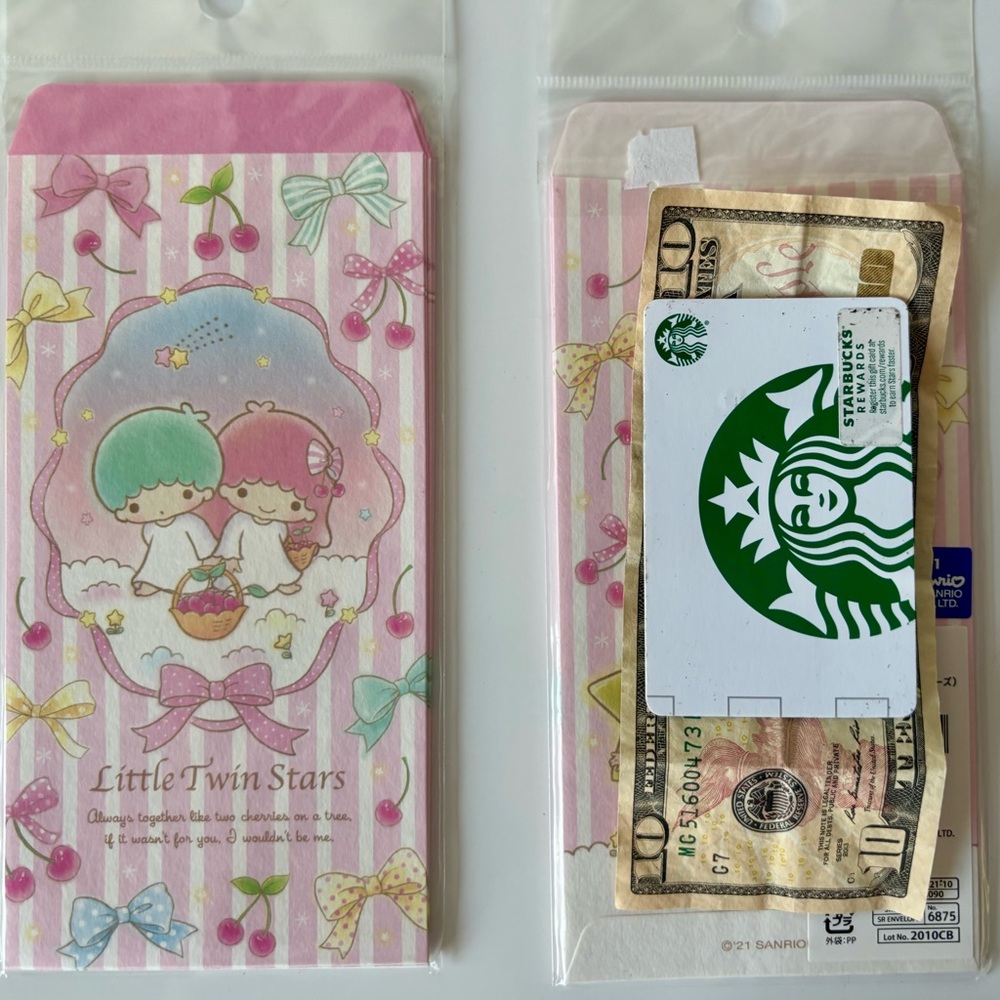 Little Twin Stars Kiki & Lala Gift Card Money Envelope Setof6 NWT Made in Japan